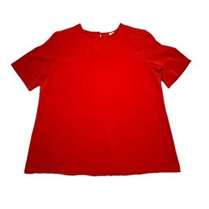 BFA Classics Womens Red Short Sleeve Keyhole Back Blouse M W25228